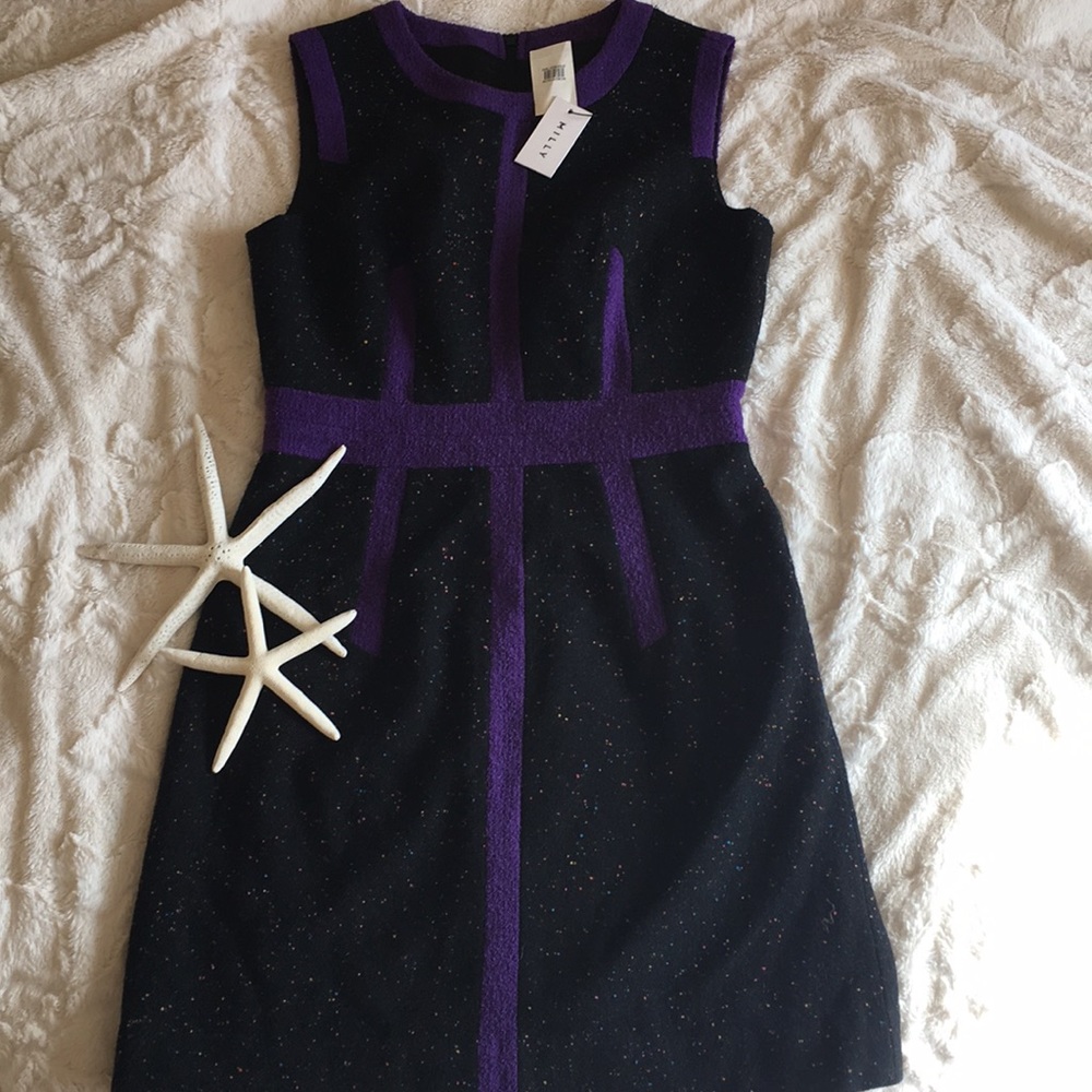 MILLY NWT PURPLE GEOMETRIC SHEATH COCKTAIL DRESS